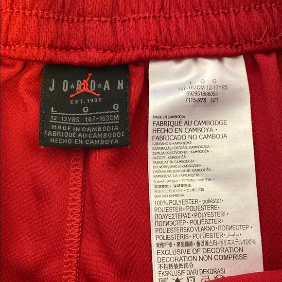Kids Jordan Red Athletic Shorts - Picture 2 of 3